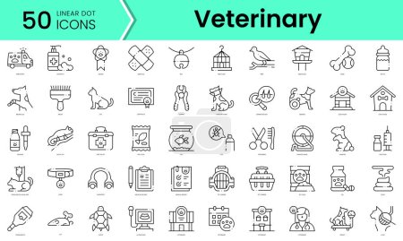 Téléchargez les illustrations : Ensemble d'icônes vétérinaires. Ensemble d'icônes de style art linéaire. illustration vectorielle - en licence libre de droit