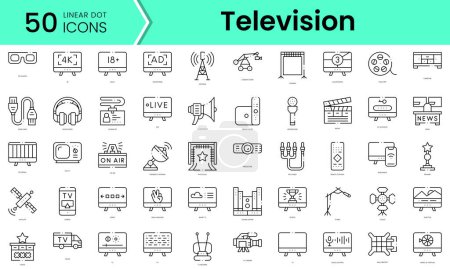 Ilustración de Conjunto de iconos de televisión. Paquete de iconos de estilo arte de línea. ilustración vectorial - Imagen libre de derechos