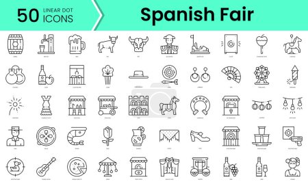 Illustration for Set of spanish fair icons. Line art style icons bundle. vector illustration - Royalty Free Image