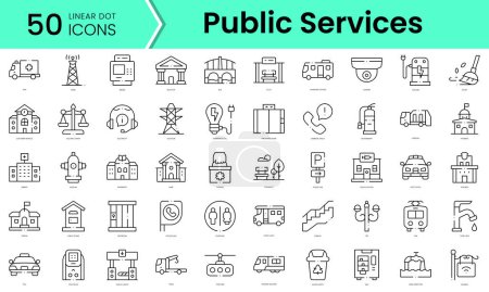 Ilustración de Conjunto de iconos de servicios públicos. Paquete de iconos de estilo arte de línea. ilustración vectorial - Imagen libre de derechos