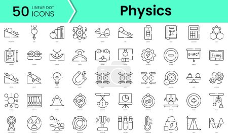 Ilustración de Set of physics icons. Line art style icons bundle. vector illustration - Imagen libre de derechos