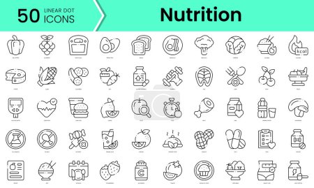 Illustration for Set of nutrition icons. Line art style icons bundle. vector illustration - Royalty Free Image