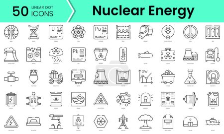 Illustration for Set of nuclear energy icons. Line art style icons bundle. vector illustration - Royalty Free Image