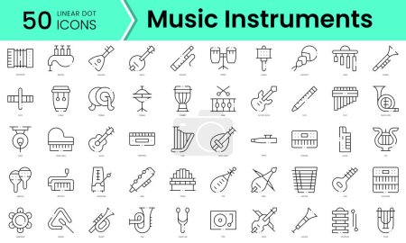 Téléchargez les illustrations : Set of music instruments icons. Line art style icons bundle. vector illustration - en licence libre de droit