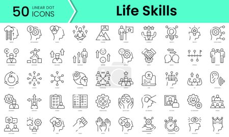 Ilustración de Conjunto de iconos de habilidades para la vida. Paquete de iconos de estilo arte de línea. ilustración vectorial - Imagen libre de derechos