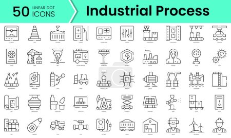 Ilustración de Conjunto de iconos de procesos industriales. Paquete de iconos de estilo arte de línea. ilustración vectorial - Imagen libre de derechos