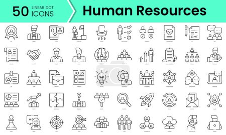 Illustration for Set of human resources icons. Line art style icons bundle. vector illustration - Royalty Free Image