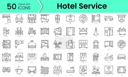 Illustration for Set of hotel service icons. Line art style icons bundle. vector illustration - Royalty Free Image