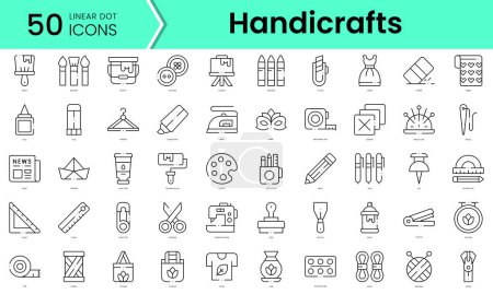 Illustration for Set of handicrafts icons. Line art style icons bundle. vector illustration - Royalty Free Image