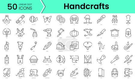 Illustration for Set of handcrafts icons. Line art style icons bundle. vector illustration - Royalty Free Image