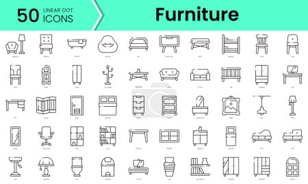 Illustration for Set of furniture icons. Line art style icons bundle. vector illustration - Royalty Free Image