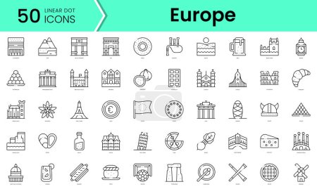 Illustration for Set of europe icons. Line art style icons bundle. vector illustration - Royalty Free Image