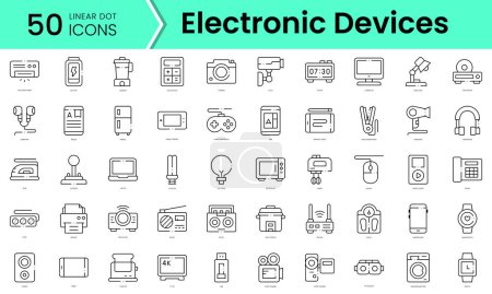 Illustration for Set of electronic devices icons. Line art style icons bundle. vector illustration - Royalty Free Image