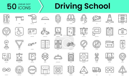 Illustration for Set of driving school icons. Line art style icons bundle. vector illustration - Royalty Free Image