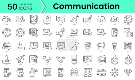 Illustration for Set of communication icons. Line art style icons bundle. vector illustration - Royalty Free Image