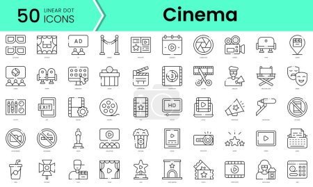 Illustration for Set of cinema icons. Line art style icons bundle. vector illustration - Royalty Free Image