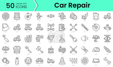 Illustration for Set of car repair icons. Line art style icons bundle. vector illustration - Royalty Free Image
