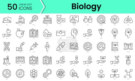 Illustration for Set of biology icons. Line art style icons bundle. vector illustration - Royalty Free Image