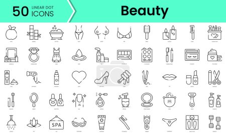 Illustration for Set of beauty icons. Line art style icons bundle. vector illustration - Royalty Free Image