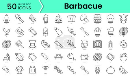 Illustration for Set of barbacue icons. Line art style icons bundle. vector illustration - Royalty Free Image