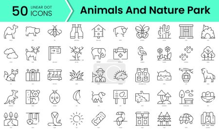 Illustration for Set of animals and nature park icons. Line art style icons bundle. vector illustration - Royalty Free Image