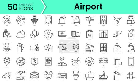 Illustration for Set of airport icons. Line art style icons bundle. vector illustration - Royalty Free Image