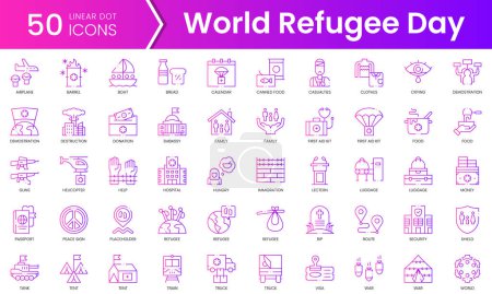 Ikonen des Weltflüchtlingstages. Gradient style icon bundle. Vektorillustration