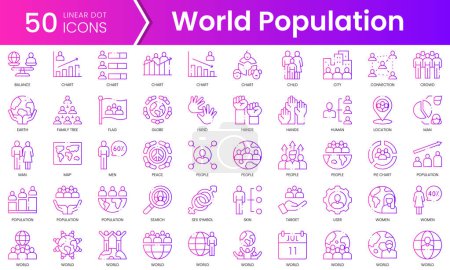 Eine Reihe von Symbolen der Weltbevölkerung. Gradient style icon bundle. Vektorillustration
