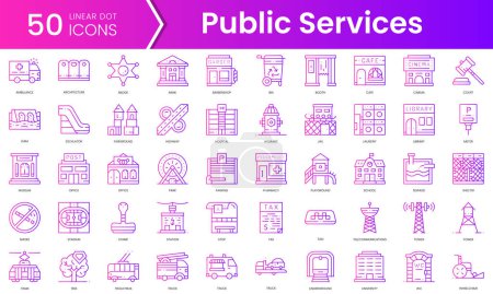 Reihe von Symbolen des öffentlichen Dienstes. Gradient style icon bundle. Vektorillustration