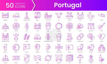 Illustration for Set of portugal icons. Gradient style icon bundle. Vector Illustration - Royalty Free Image