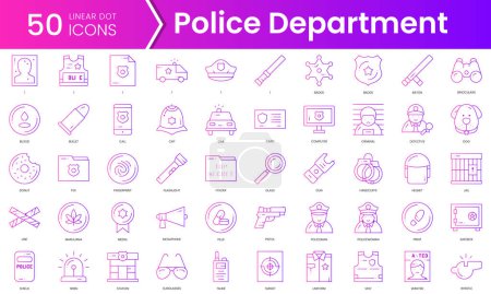 Eine Reihe von Symbolen der Polizei. Gradient style icon bundle. Vektorillustration