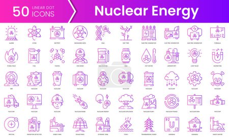 Ikonen der Atomenergie. Gradient style icon bundle. Vektorillustration