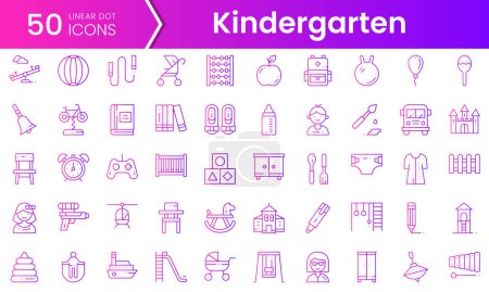 Illustration for Set of kindergarten icons. Gradient style icon bundle. Vector Illustration - Royalty Free Image