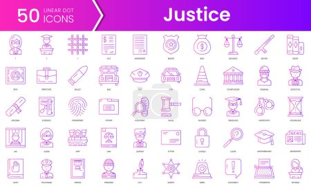 Ilustración de Conjunto de iconos de la justicia. Paquete de iconos de estilo degradado. Ilustración vectorial - Imagen libre de derechos