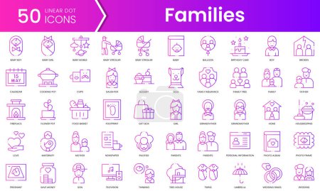 Set of international day of families icons. Gradient style icon bundle. Vector Illustration
