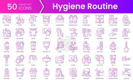 Set of hygiene routine icons. Gradient style icon bundle. Vector Illustration