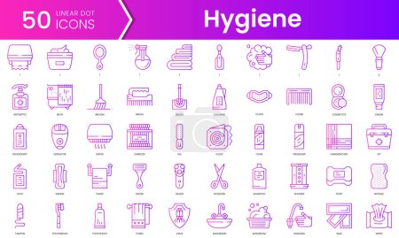 Set of hygiene icons. Gradient style icon bundle. Vector Illustration