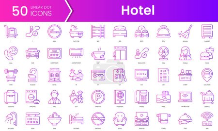 Conjunto de iconos del hotel. Paquete de iconos de estilo degradado. Ilustración vectorial