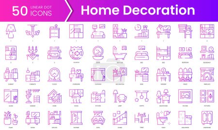 Set von Ikonen für die Wohndekoration. Gradient style icon bundle. Vektorillustration