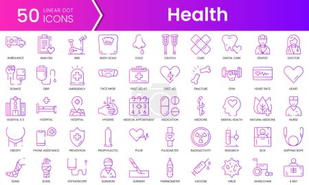 Set of health icons. Gradient style icon bundle. Vector Illustration