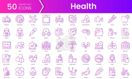 Set of health icons. Gradient style icon bundle. Vector Illustration
