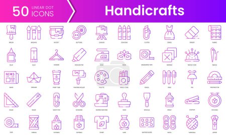 Set of handicrafts icons. Gradient style icon bundle. Vector Illustration