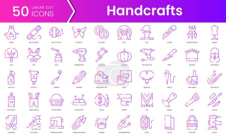 Illustration for Set of handcrafts icons. Gradient style icon bundle. Vector Illustration - Royalty Free Image