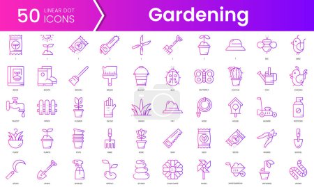 Set of gardening icons. Gradient style icon bundle. Vector Illustration