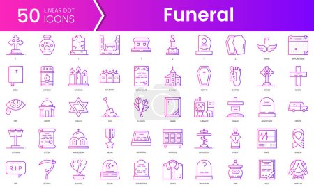 Téléchargez les illustrations : Ensemble d'icônes funéraires. Ensemble d'icônes de style dégradé. Illustration vectorielle - en licence libre de droit