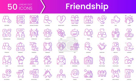 Set of friendship icons. Gradient style icon bundle. Vector Illustration