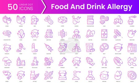 Set of food and drink allergy icons. Gradient style icon bundle. Vector Illustration