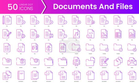 Set of documents and files icons. Gradient style icon bundle. Vector Illustration