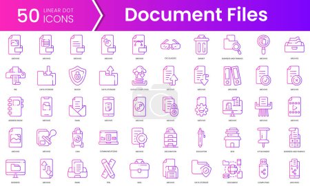 Set of document files icons. Gradient style icon bundle. Vector Illustration