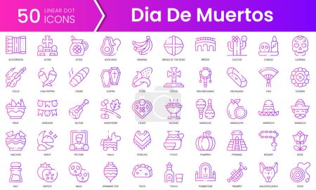 Illustration for Set of dia de muertos icons. Gradient style icon bundle. Vector Illustration - Royalty Free Image